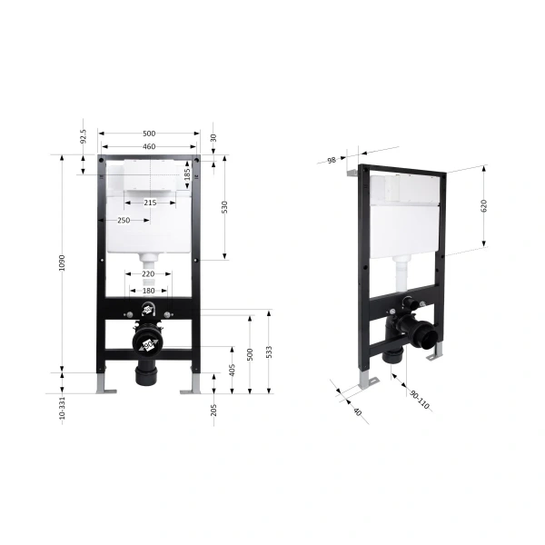 Інсталяція для підвісного унітазу Qtap Standard 1120/1320x500x160/220 мм, 18/23 см,