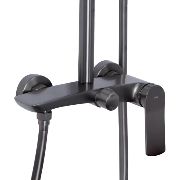 Душова система на два споживача у кольорі графіт, телескопічна 1113-1663 мм Qtap Slavonice