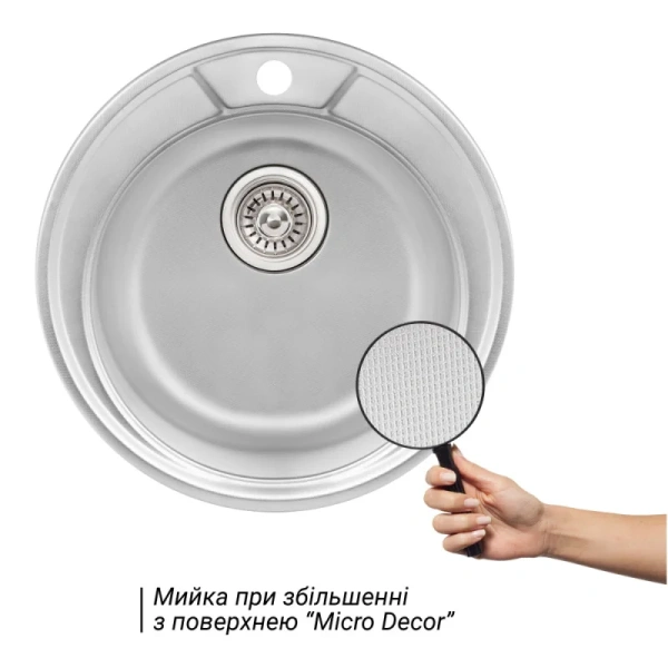 Фото Кухонна мийка Qtap D490 Micro Decor 0,8 мм