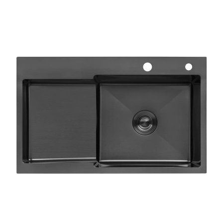 Фото Комплект кухонна мийка Kroner Schwarze-7848RHM PVD + змішувач Edelstahl Klassisch-SCH035PVD + дозатор Spender-SCH049