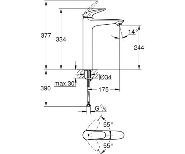 Фото Високий змішувач GROHE EUROSTYLE