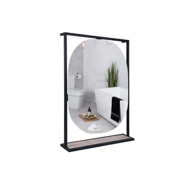 Дзеркало Qtap Taurus 800х850х140 Black/Whitish oak з LED-підсвічуванням