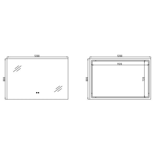 Дзеркало Qtap Taurus (TA1) 1200×800 мм з LED-підсвічуванням Touch, з антизапотіванням, з димером, рег. темп. кольору (3000-6500K)