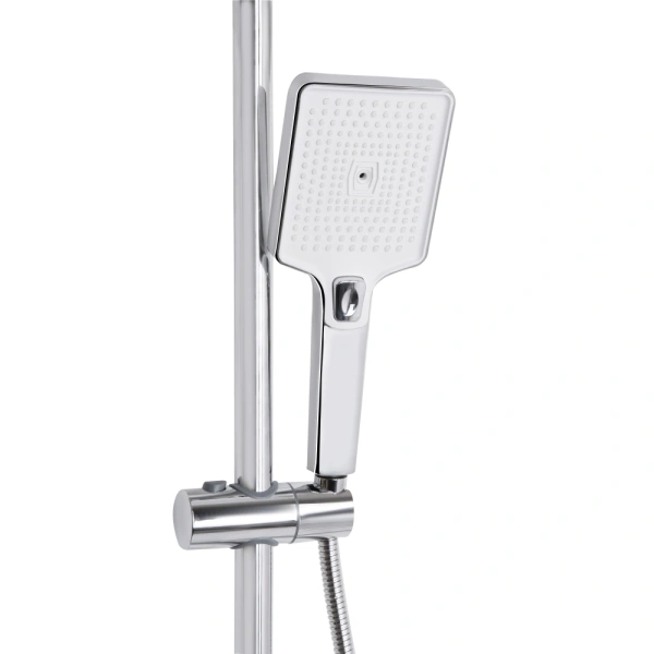 Душова система на три споживача (з виливом) у кольорі хром-білий, телескопічна 1000-1550 Qtap Presto