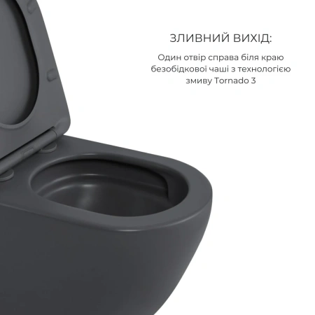 Комплект Qtap Robin Anthracite 3 в 1: підвісний унітаз Ultra Quiet + біде підвісне + раковина накладна