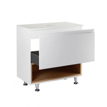 Тумба підлогова Qtap Robin 600х616х437 White/Whitish oak зі стільницею