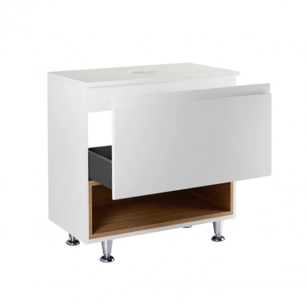 Тумба підлогова Qtap Robin 600х616х437 White/Whitish oak зі стільницею