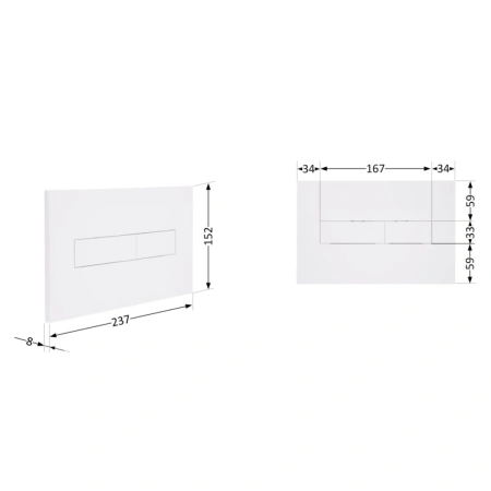 Клавіша змиву Qtap Standard 152x236x28 мм, White, лінійна