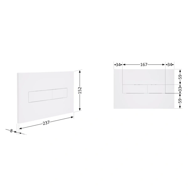 Клавіша змиву Qtap Standard 152x236x28 мм, White, лінійна