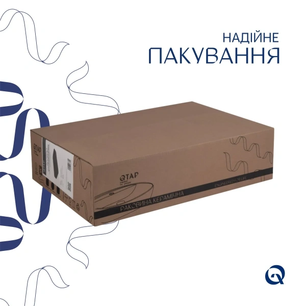 Раковина накладна прямокутна 550х390х120 мм, у чорному кольорі Qtap Scorpio QT14112243MBN