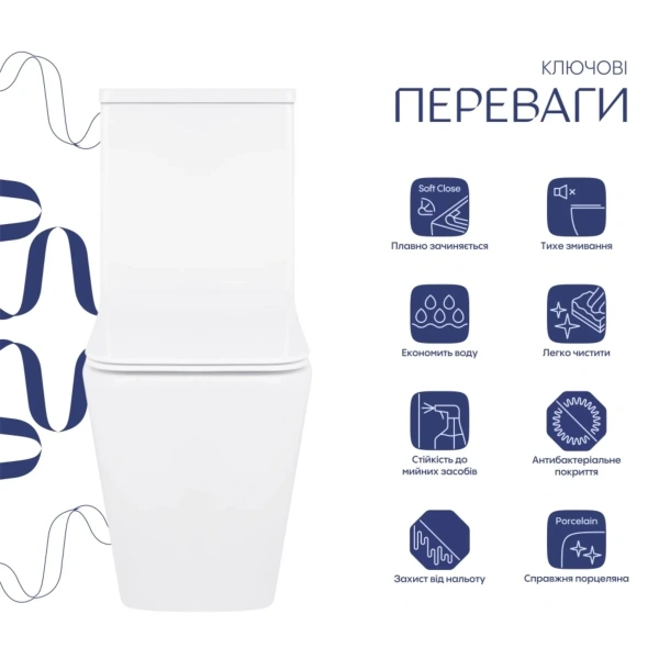 Унітаз підлоговий Qtap Crow Eco безобідковий з сідінням Soft-close