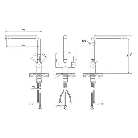 Змішувач для кухні з підключенням до фільтрованої води Lidz