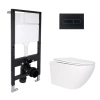 Готове рішення Qtap для ванної кімнати: підвісний унітаз Jay Rimless 520x360x320 + комплект інсталяції Standard (лінійна клавіша Black)