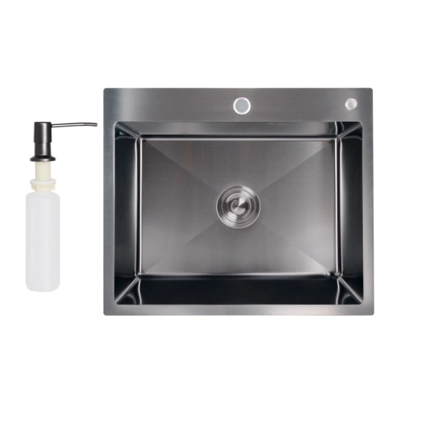 Кухонна мийка Lidz 60*50 Brush 3.0/1,0 (колір чорний)