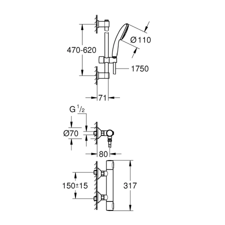 Фото Змішувач термостатичний для душу Grohe QuickFix Precision Flow