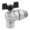 Кран-американка кульовий кутовий Kroner 3/4" ВЗ PN40 метелик, нікельований