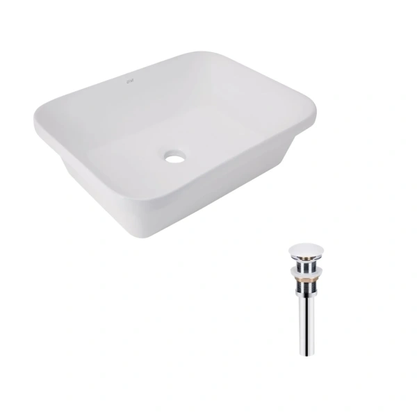 Комплект Qtap Scorpio: Раковина врізна прямокутна 510х390х145 мм White + Донний клапан PU02