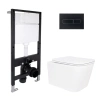 Готове рішення Qtap для ванної кімнати: підвісний унітаз Crow Ultra Quiet 485x340x290 + комплект інсталяції Standard (лінійна клавіша Black)