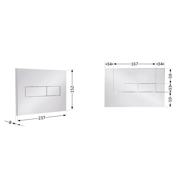 Клавіша змиву Qtap Standard 152x236x28 мм, Chrome, лінійна
