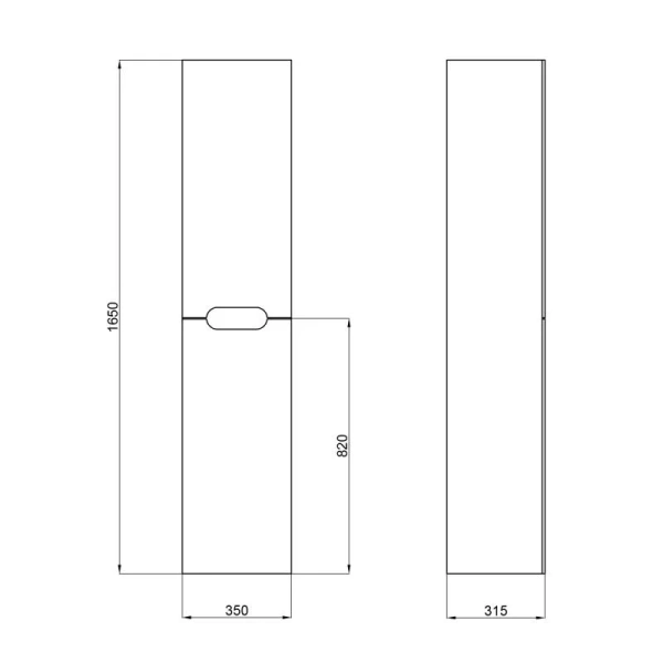 Пенал підвісний Qtap Virgo 350х1600х316 White/Whitish