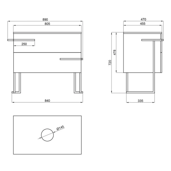 Тумба підлогова Qtap Taurus 800х616х437 White/Whitish oak зі стільницею