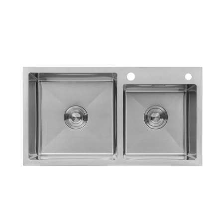 Фото Комплект кухонна мийка Kroner Gebürstet-7843ZHM + змішувач Edelstahl Klassisch-ESG03817BLK + дозатор Spender-016