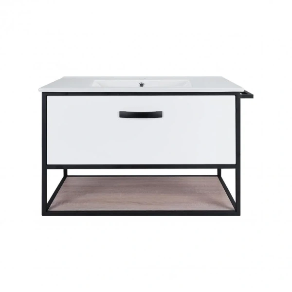 Комплект Qtap Taurus 800х580х437 White/Whitish oak підвісна тумба + раковина врізна