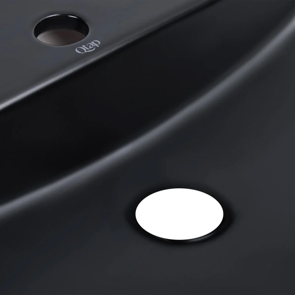 Раковина накладна овальна 600х400х120 мм, у чорному кольорі Qtap Scorpio QT142203MBMBN