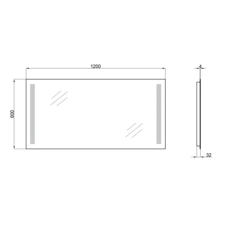 Дзеркало Qtap Mideya 1200х600 з LED-підсвічуванням