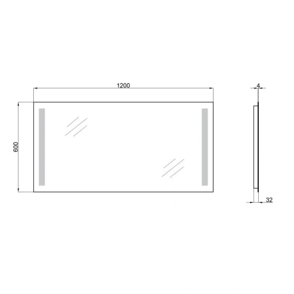 Дзеркало Qtap Mideya 1200х600 з LED-підсвічуванням