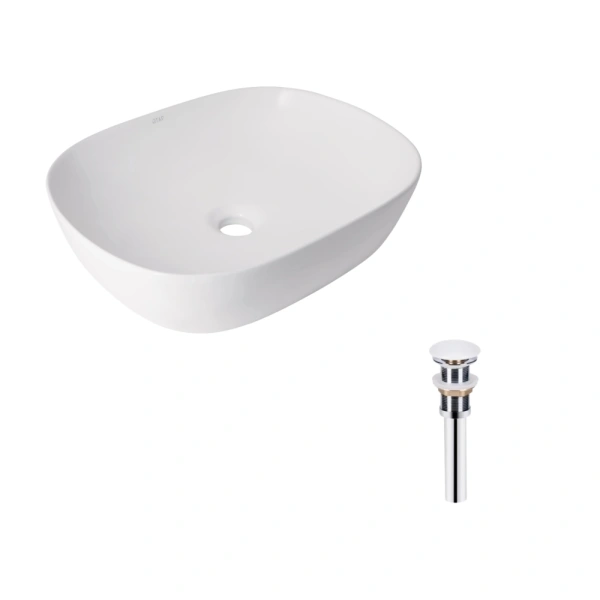 Раковина накладна прамокутна Qtap Aquarius 470x380x120 + Донний клапан(47295)