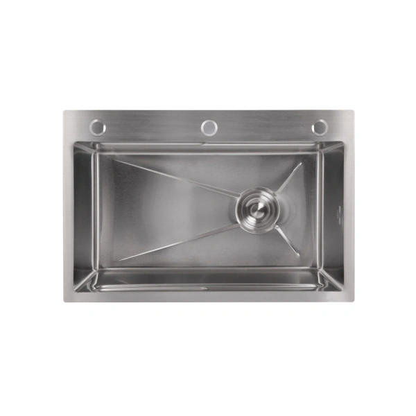 Фото Мийка для кухні Lidz Handmade 680x450 мм сталева інтегрована Brushed Steel