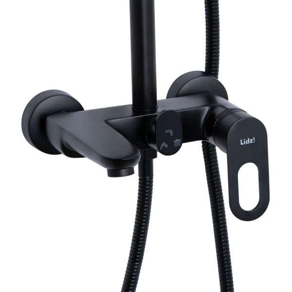 Душова система з виливом у чорному кольорі телескопічна Lidz Latwa