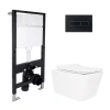 Готове рішення Qtap для ванної кімнати: підвісний унітаз Crow Rimless 520x360x290 + комплект інсталяції Standard (лінійна клавіша Black)
