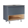 Тумба для підлоги Qtap Robin 800х616х437 Graphite/Whitish oak зі стільницею