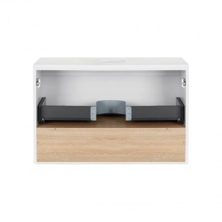 Тумба підвісна Qtap Robin 800х476х437 White/Whitish oak зі стільницею