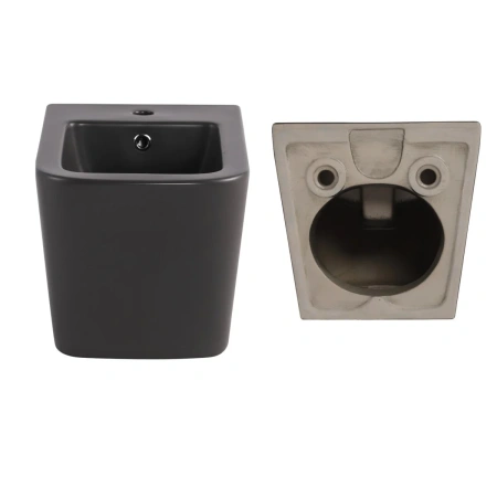 Комплект Qtap Tern Anthracite 3 в 1: підвісний унітаз Ultra Quiet + біде підвісне + раковина накладна
