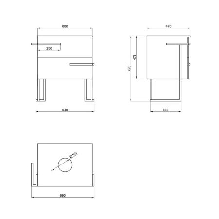 Тумба підлогова Qtap Taurus 600х616х437 White/Whitish oak зі стільницею