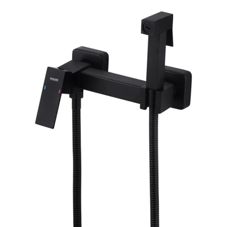 Набір для гігієнічного душу із змішувачем Kroner Kubus - SCH052 (чорний матовий колір)