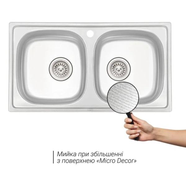 Фото Кухонна мийка Qtap 78*43-B Micro Decor 0,8 мм