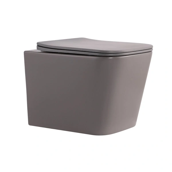 Унітаз підвісний Qtap Tern Ultra Quiet 520×345×325 мм, Stone grey, з сидінням Slim Duroplast / Soft-close / Quick Release