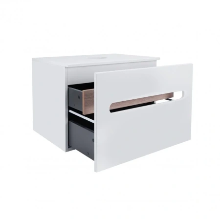 Тумба підвісна Qtap Virgo 700х476х469 White/Whitish oak зі стільницею