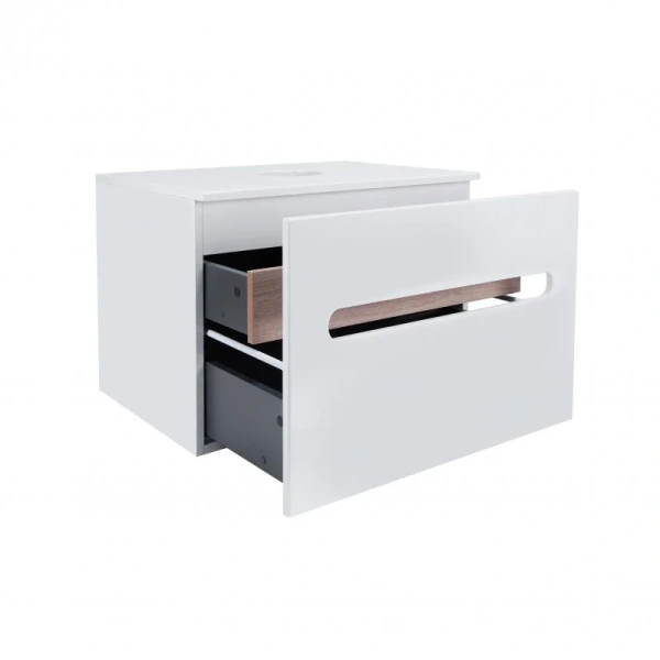 Тумба підвісна Qtap Virgo 700х476х469 White/Whitish oak зі стільницею