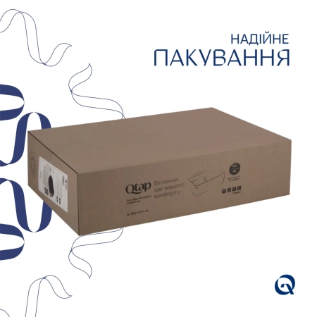 Раковина накладна прамокутна 600x390x150 мм у чорному кольорі Qtap Robin + Донний клапан