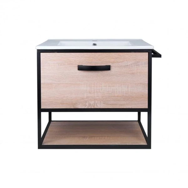 Комплект Qtap Taurus 600х580х437 Whitish oak тумба підвісна + раковина врізна