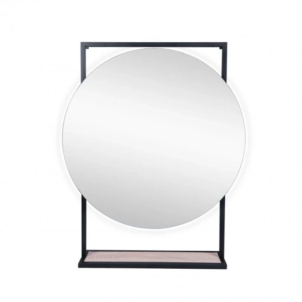 Дзеркало Qtap Taurus 600х850х140 Black/Whitish oak з LED-підсвічуванням