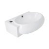 Раковина підвісна Leo 430x285x160 мм, White, ліва, овальна, без донного клапана Qtap