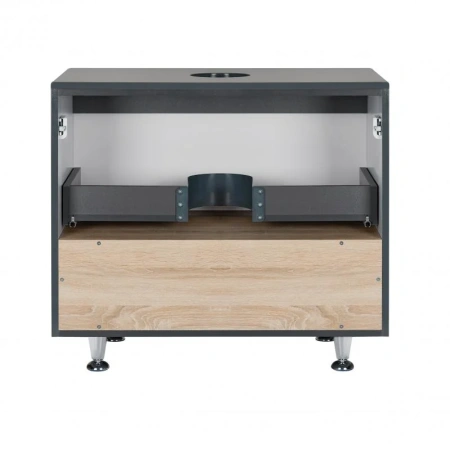 Тумба для підлоги Qtap Robin 800х616х437 Graphite/Whitish oak зі стільницею