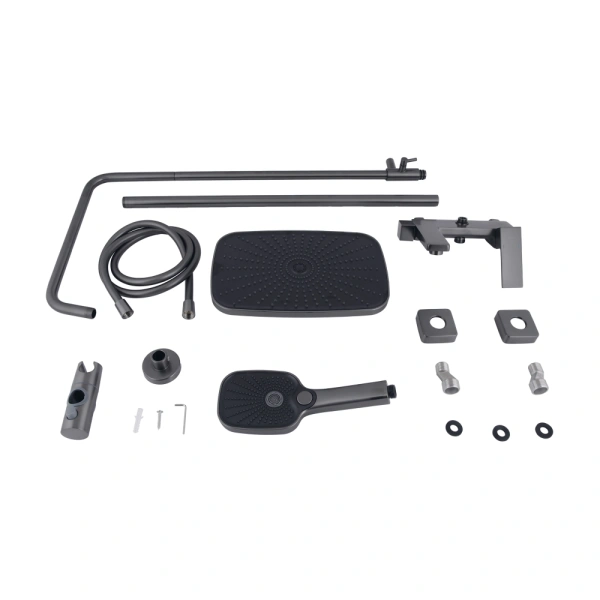 Душова система на три споживача (з виливом) збройна сталь, телескопічна 850-1200 мм Qtap Gemini