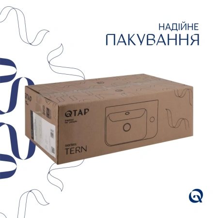 Раковина підвісна Tern 450х250х158 мм, White, права, прямокутна, без донного клапана Qtap